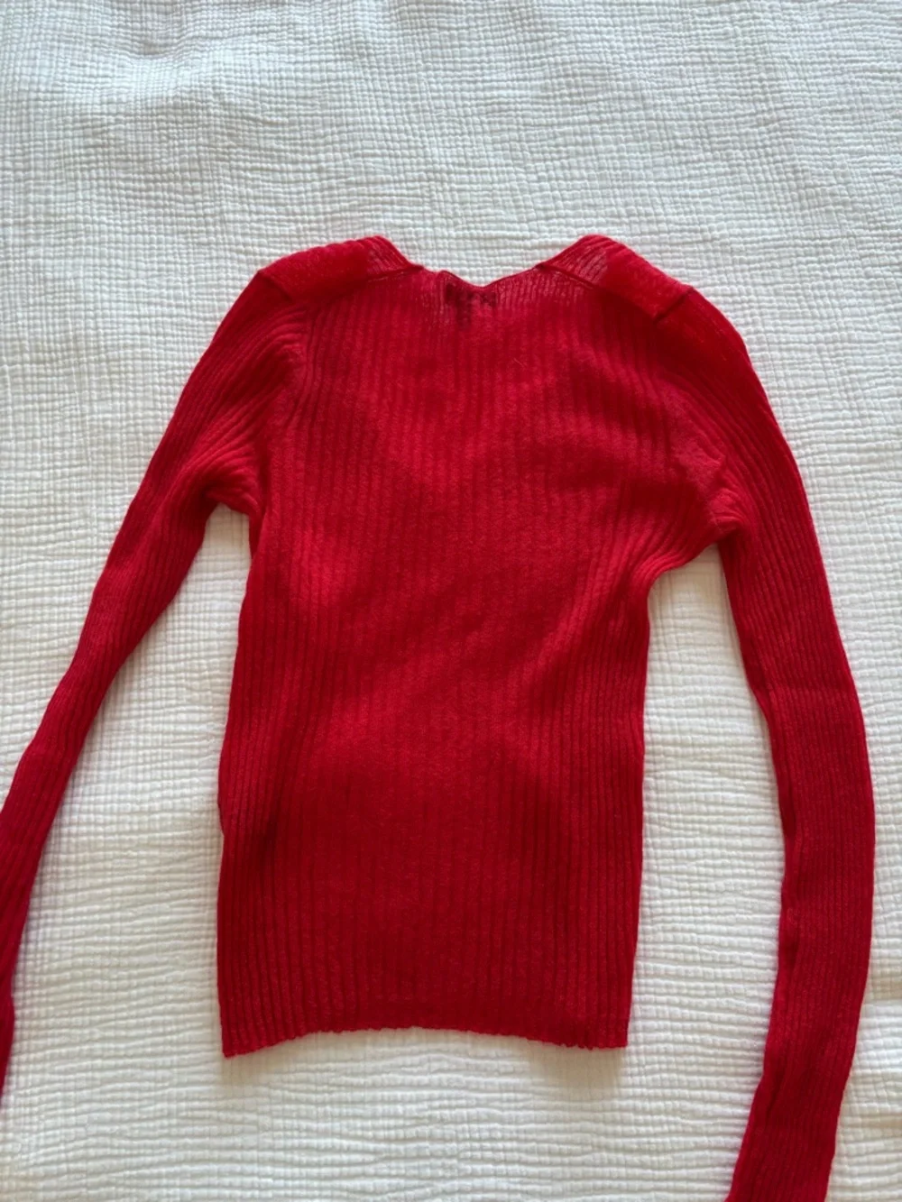 rag & bone Red Ribbed V-Neck Sweater - Picture 3 of 3